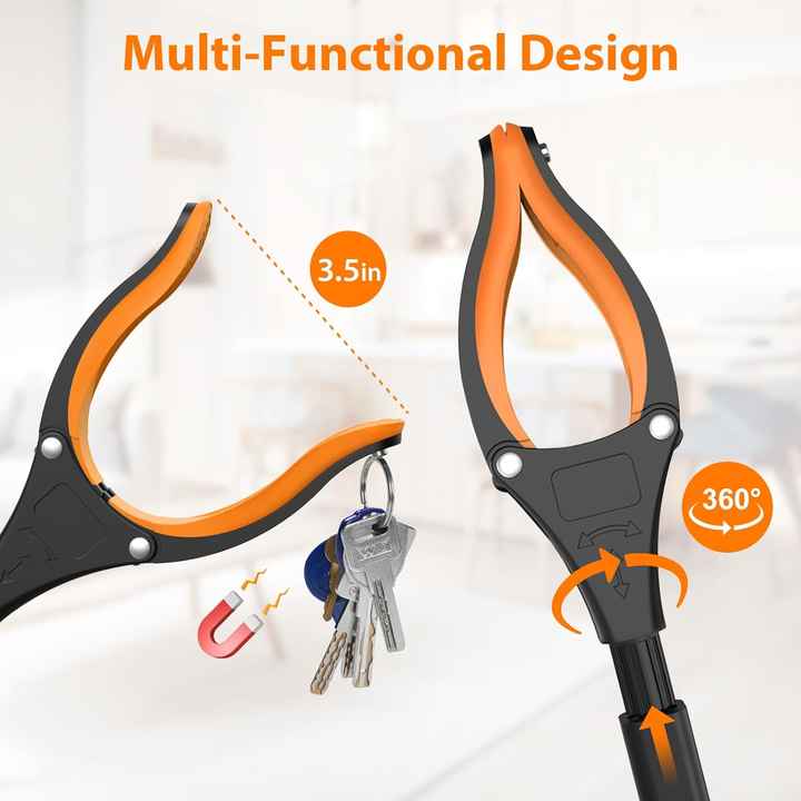 Orange Foldable  Grabber Tool with Silicone Non-Slip Claws