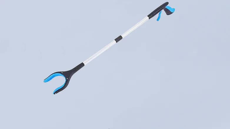Blue Foldable Grabber Tool with Silicone Non-Slip Claws - Ideal for Litter