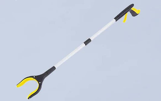 Yellow Foldable Grabber Tool with Silicone Non-Slip Claws - Ideal for Litter