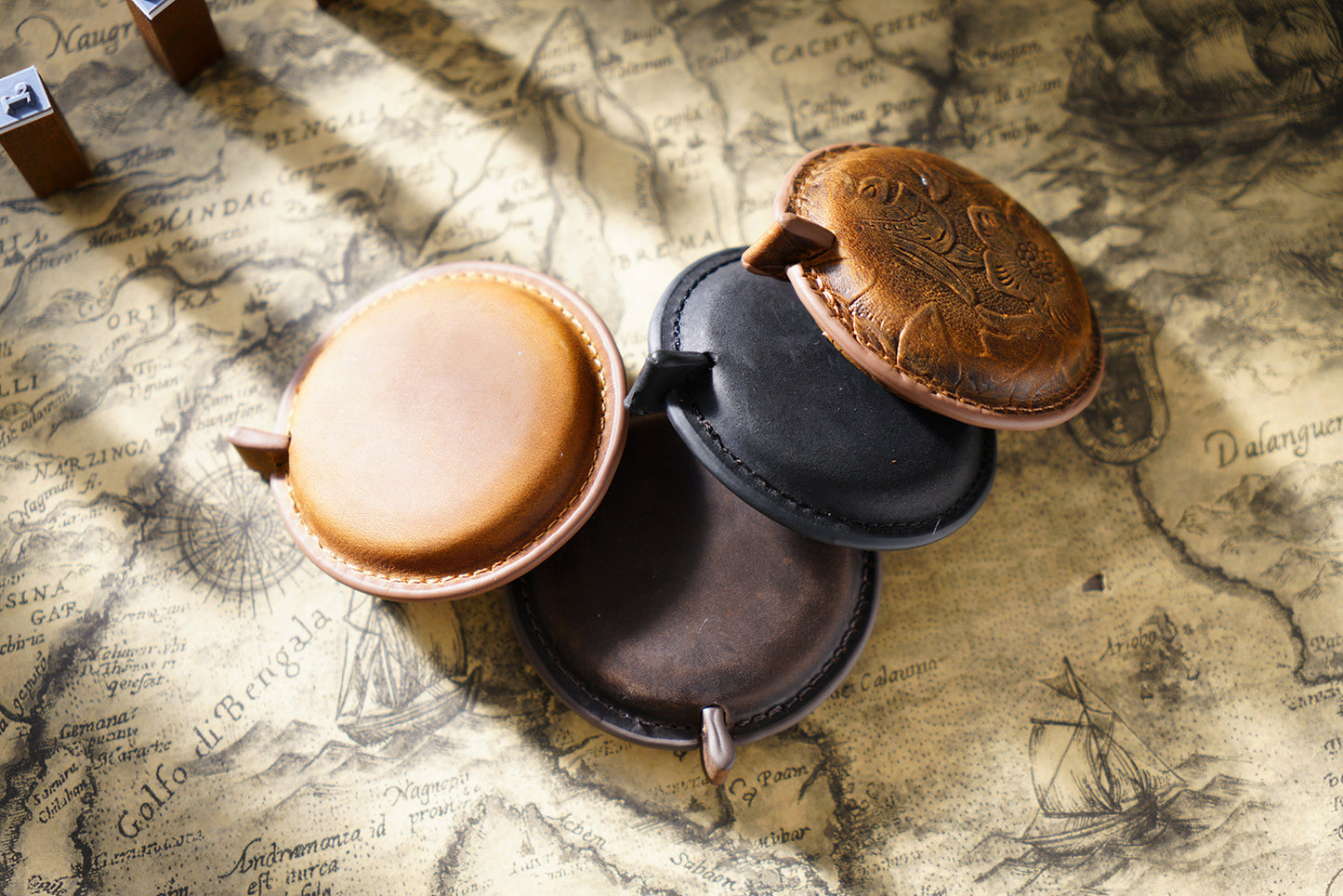 Brown Mini Leather Tape Measure - 1.5m/60in - Round With Hook