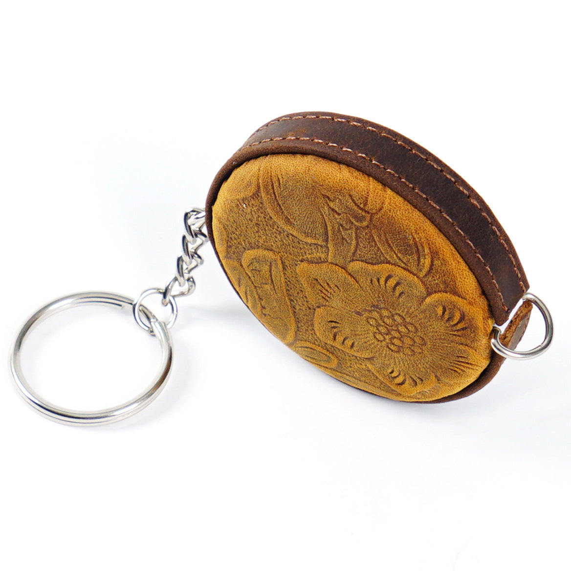 Coffee Side Band Mini Leather Tape Measure - 1.5m/60in - Round