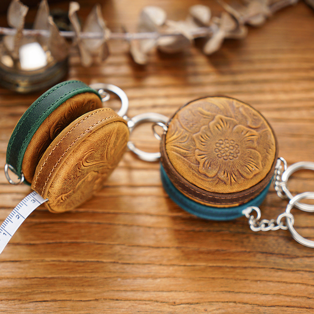 Coffee Side Band Mini Leather Tape Measure - 1.5m/60in - Round