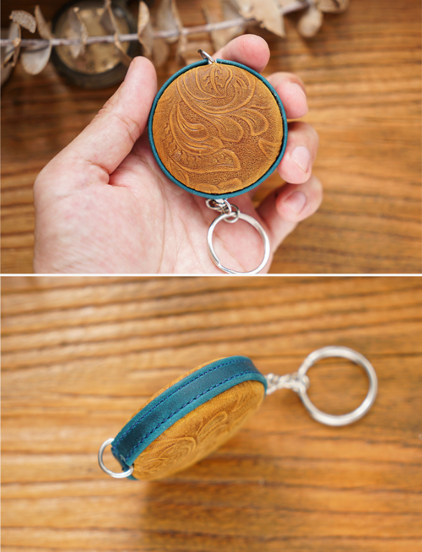 Blue Side Band Mini Leather Tape Measure - 1.5m/60in - Round