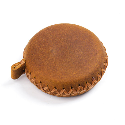 2 PCS Brown Hand-Stitched Leather Tape Measure - Compact