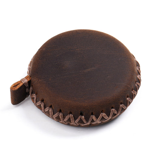 2 PCS Coffee Hand-Stitched Leather Tape Measure - Compact