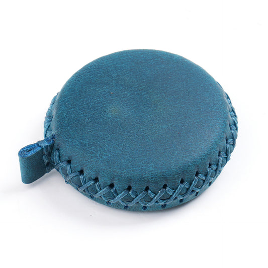 2 PCS Blue Hand-Stitched Leather Tape Measure - Compact