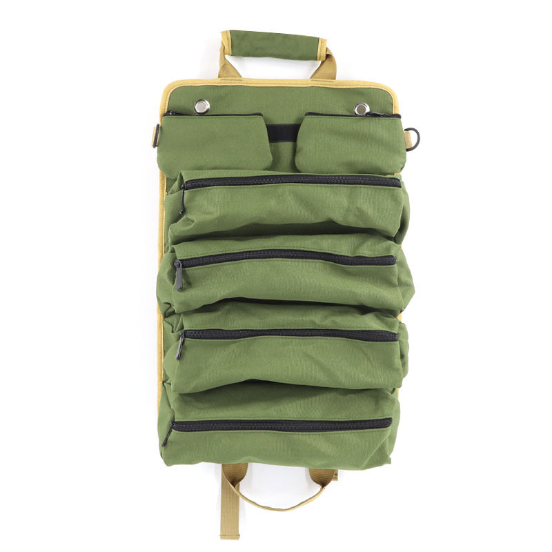 Green Heavy Duty Roll-Up Tool Bag Organizer - Waterproof Fabric