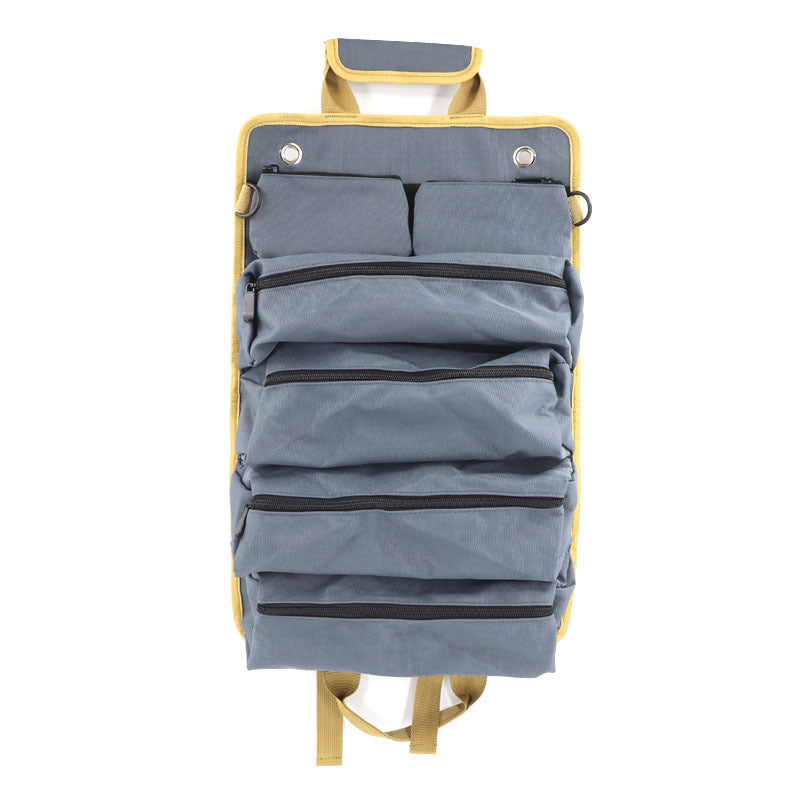 Grey Heavy Duty Roll-Up Tool Bag Organizer - Waterproof Fabric