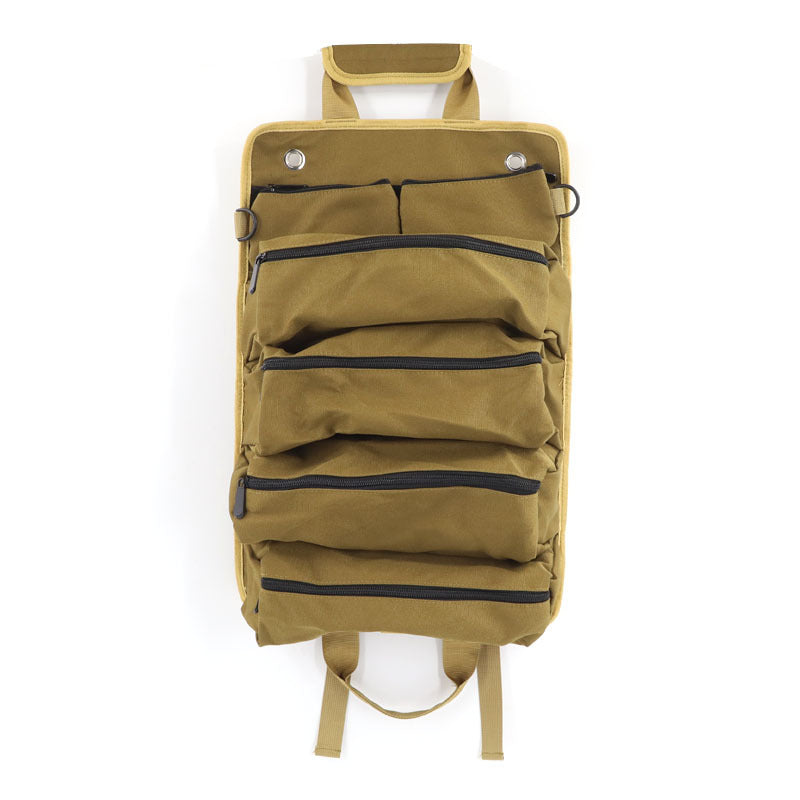 Khaki Heavy Duty Roll-Up Tool Bag Organizer - Waterproof Fabric