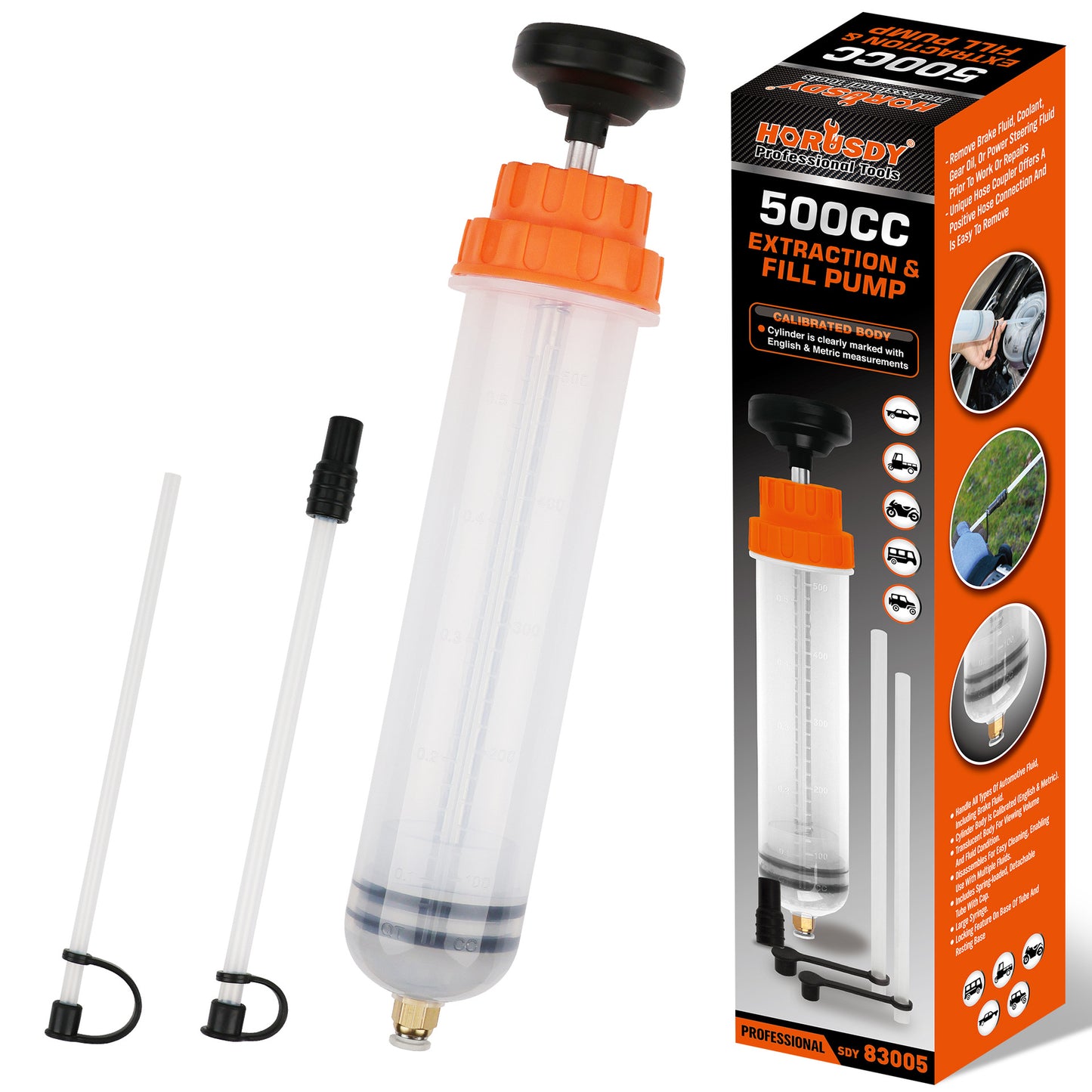 500cc Fluid Extraction & Fill Pump Syringe - Durable Manual Pump
