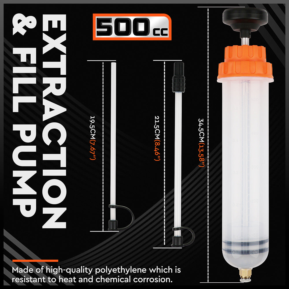 500cc Fluid Extraction & Fill Pump Syringe - Durable Manual Pump