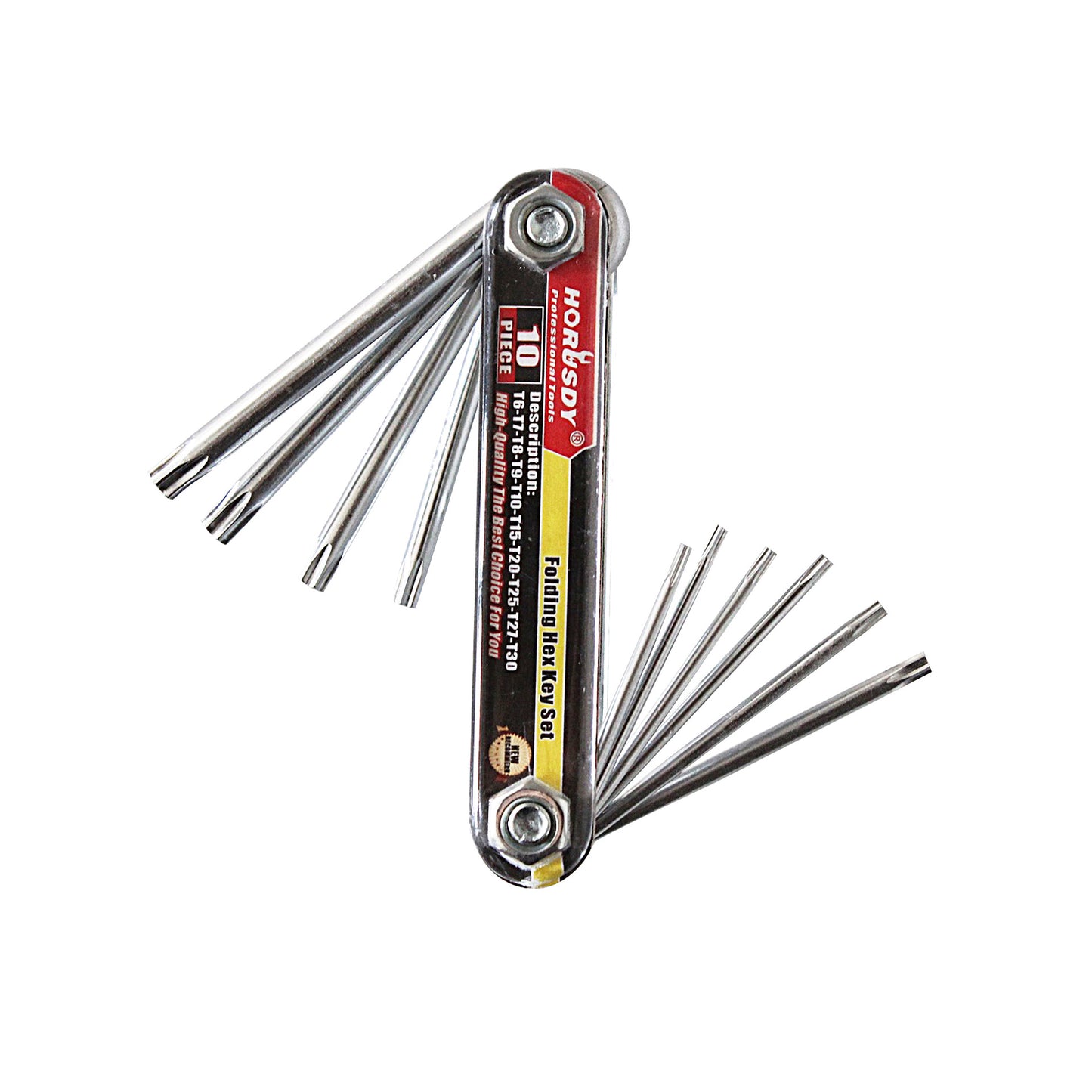 Folding Torx Key Wrench Set - T6-T30 Star Keys, Portable Multi-Tool