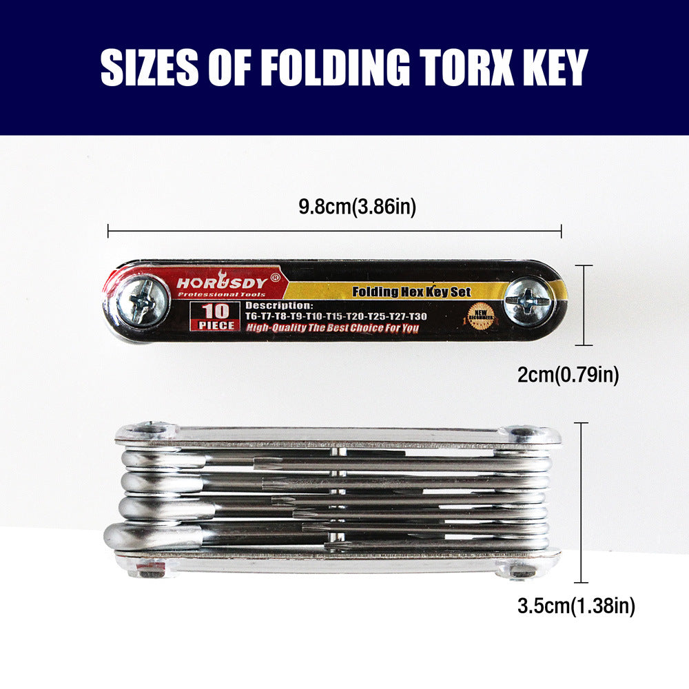 Folding Torx Key Wrench Set - T6-T30 Star Keys, Portable Multi-Tool