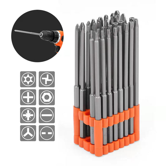32-Piece Extra Long Screwdriver Bit Set - 150mm S2 Steel Bits