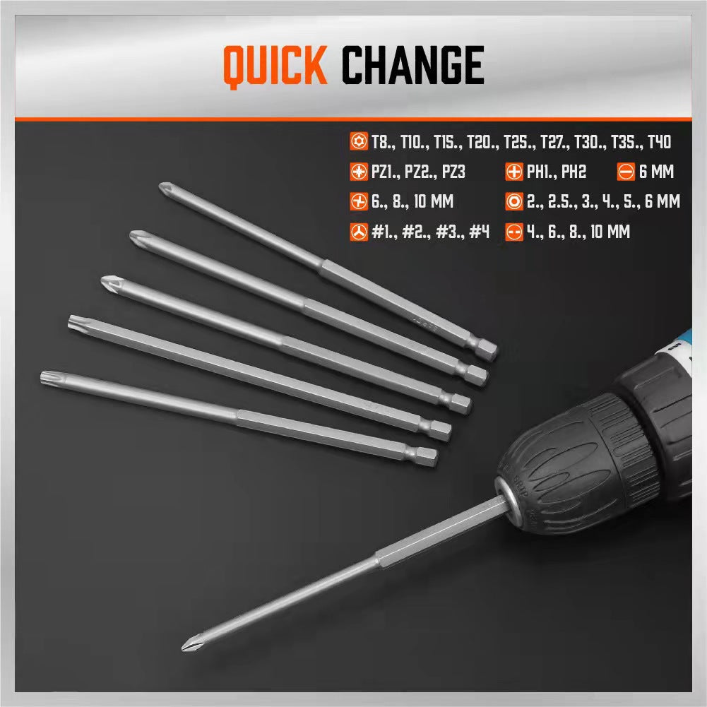 32-Piece Extra Long Screwdriver Bit Set - 150mm S2 Steel Bits