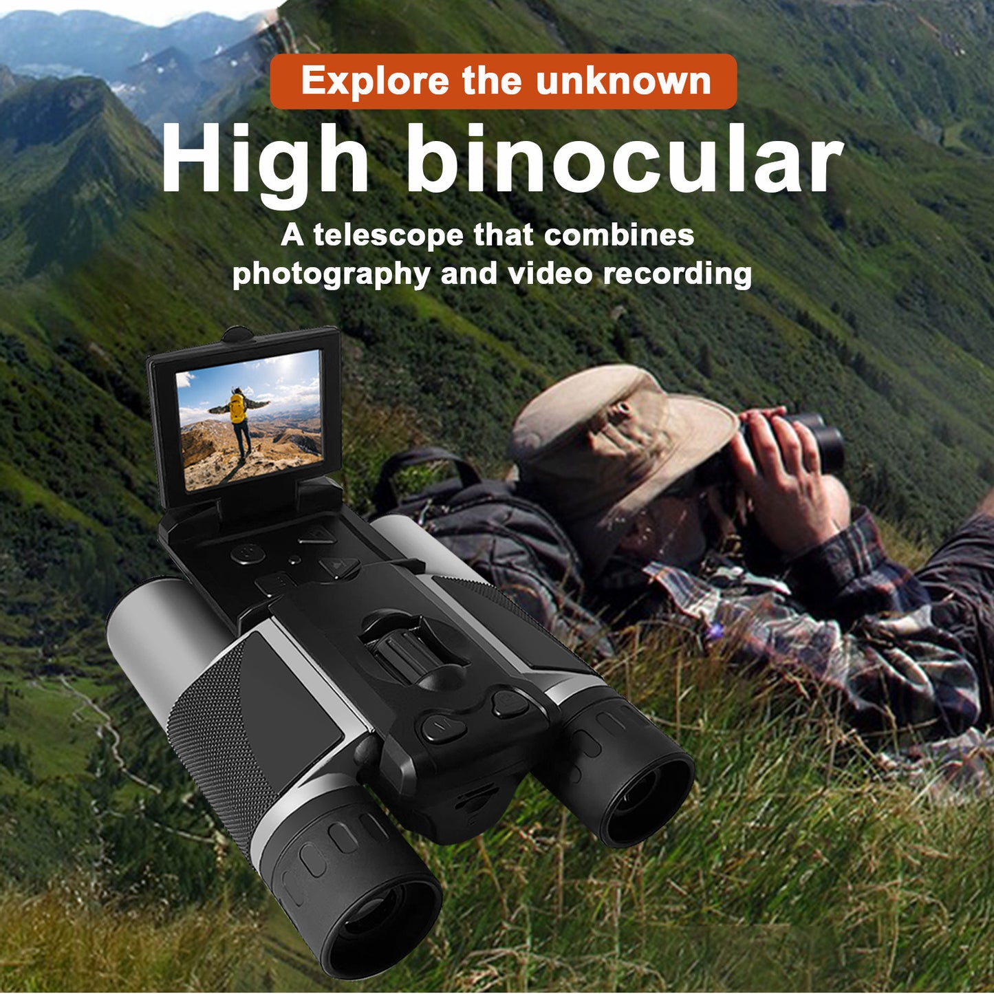 Black HD Digital Camera Binoculars 8X Zoom - Record Video & Photos