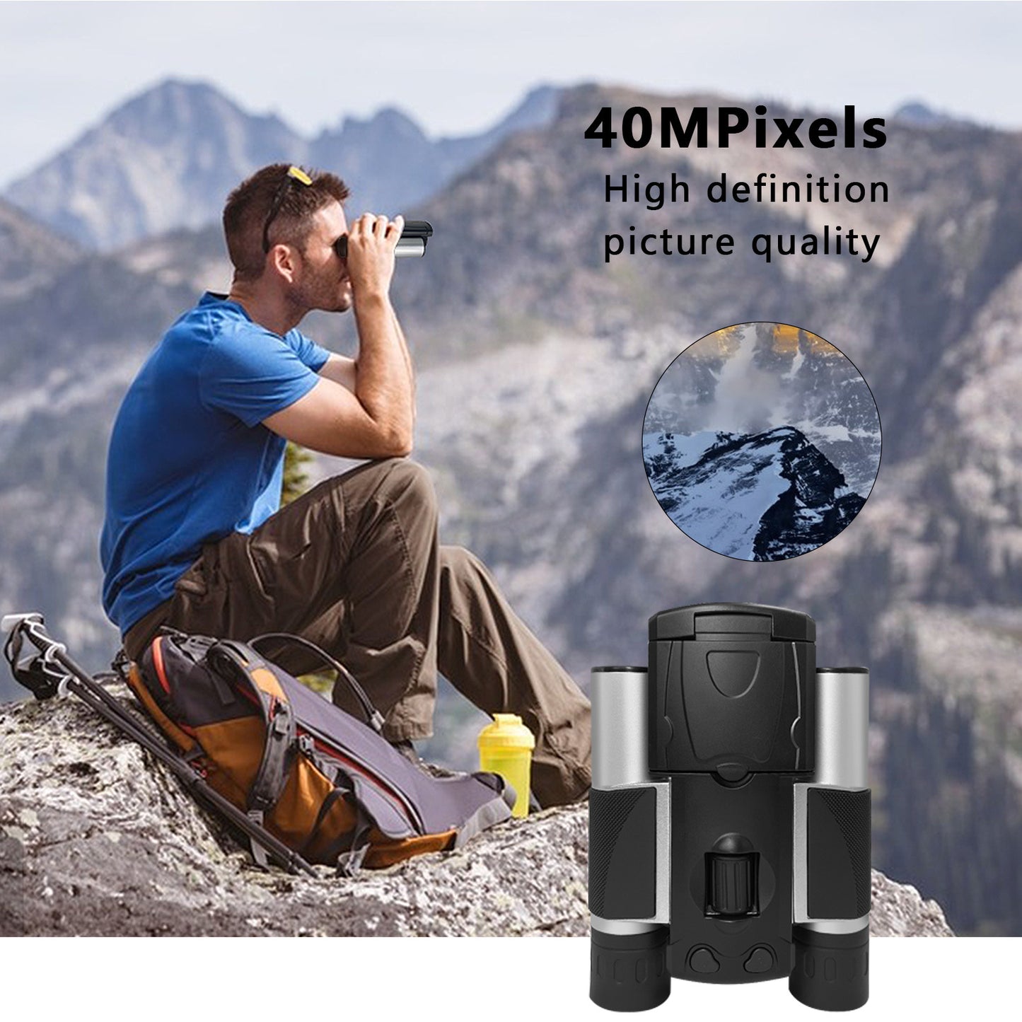 Black HD Digital Camera Binoculars 8X Zoom - Record Video & Photos