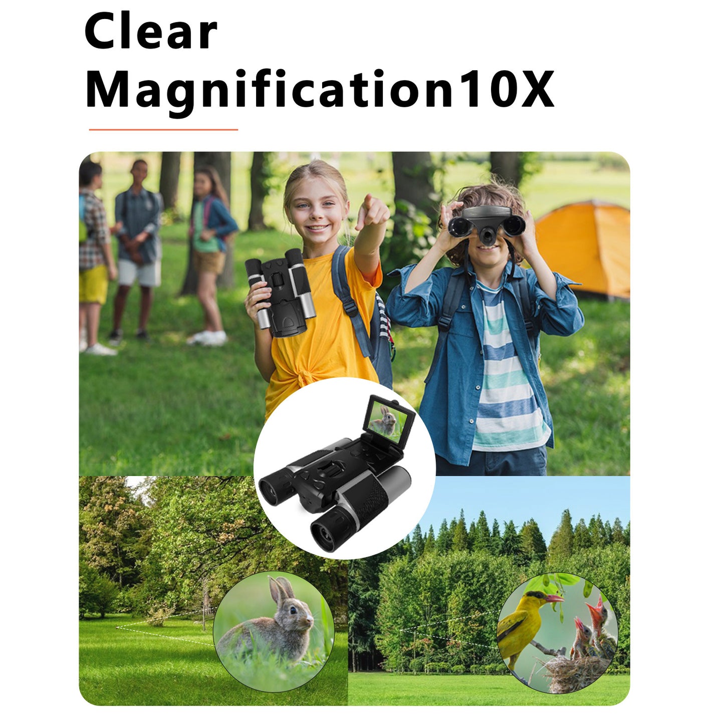 Black HD Digital Camera Binoculars 8X Zoom - Record Video & Photos