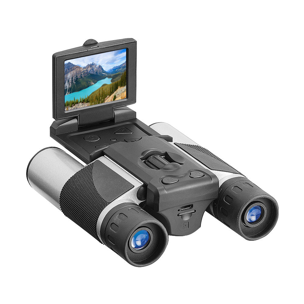Silver and Black HD Digital Camera Binoculars 8X Zoom - Record Video