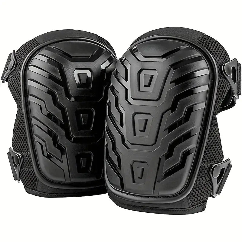 1 Pair Black Professional Hard Shell Knee Pads - Heavy Duty Protection