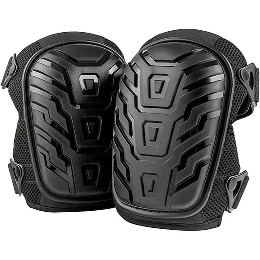 1 Pair Black Professional Hard Shell Knee Pads - Heavy Duty Protection