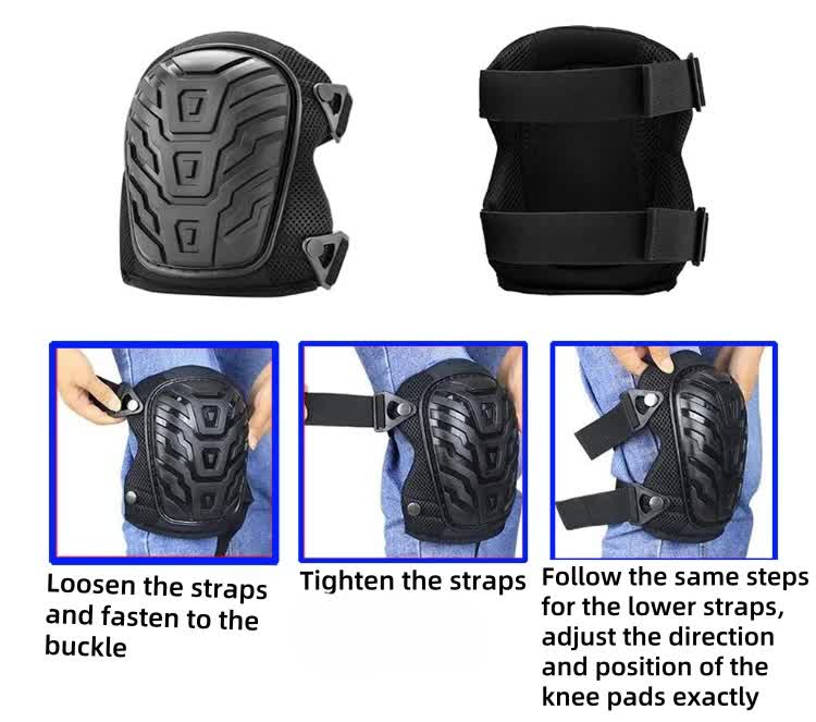 1 Pair Black Professional Hard Shell Knee Pads - Heavy Duty Protection