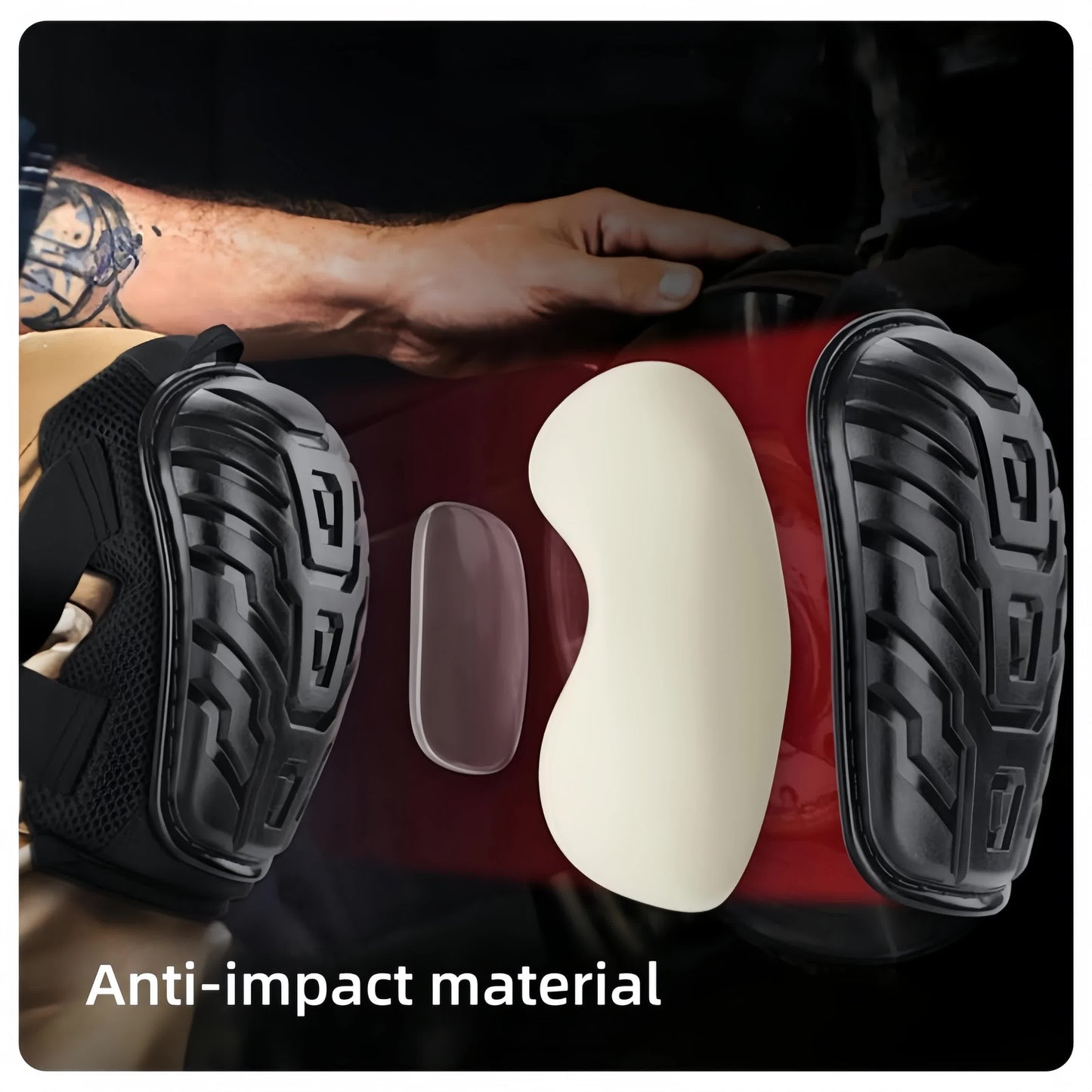 1 Pair Black Professional Hard Shell Knee Pads - Heavy Duty Protection