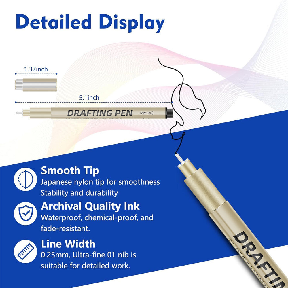 12-Piece Precision Drawing Pen Set - Waterproof Anime Sketching