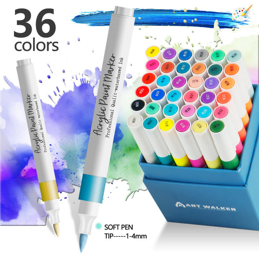 36 Color Acrylic Marker Pens for Kids - Washable Drawing and Doodling Set