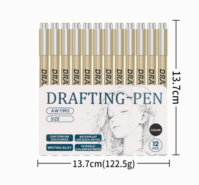 12-Piece Precision Drawing Pen Set - Waterproof Anime Sketching Pens