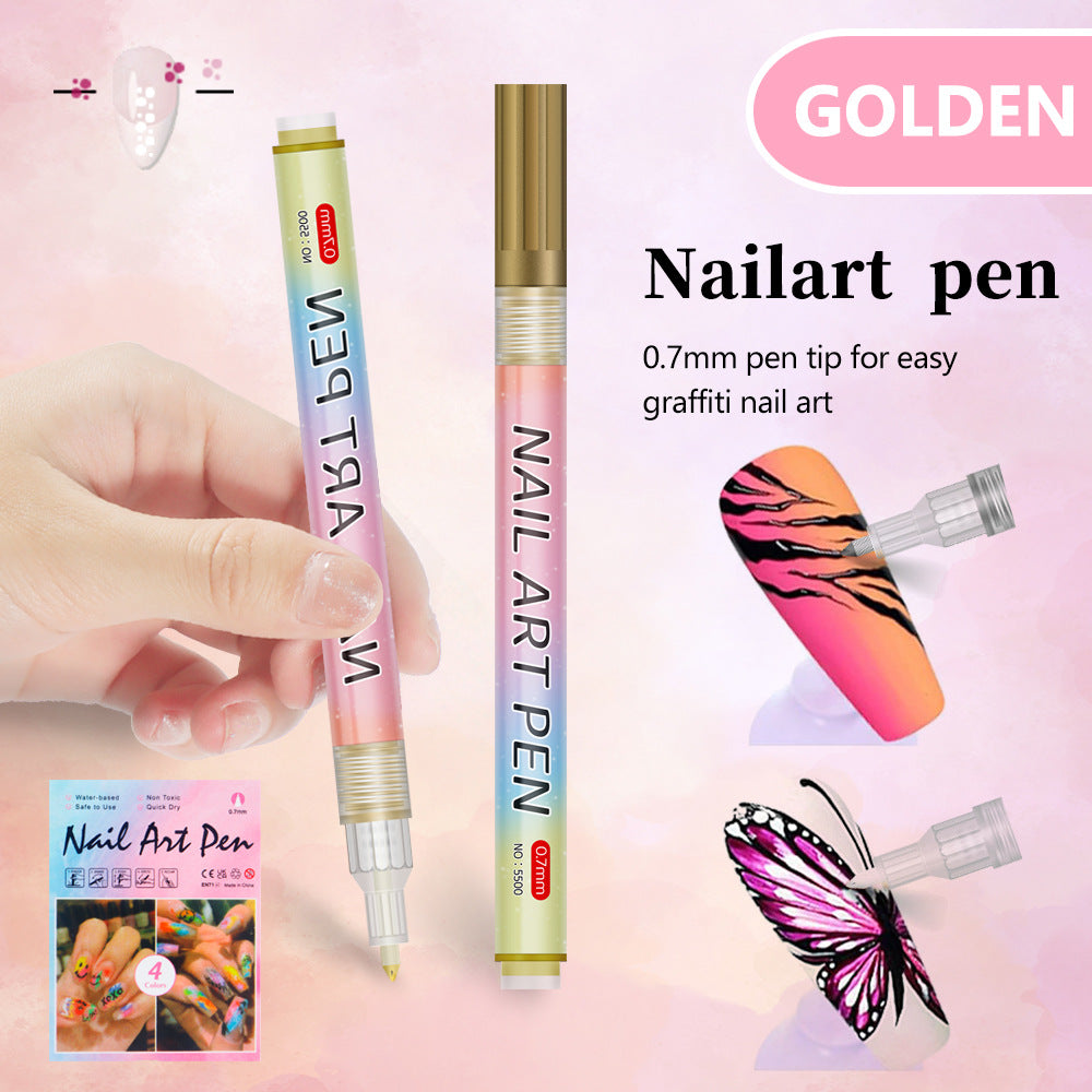Gold 0.7mm Nail Art Doodle Pen 12 Sticks- Single Color Acrylic Marker