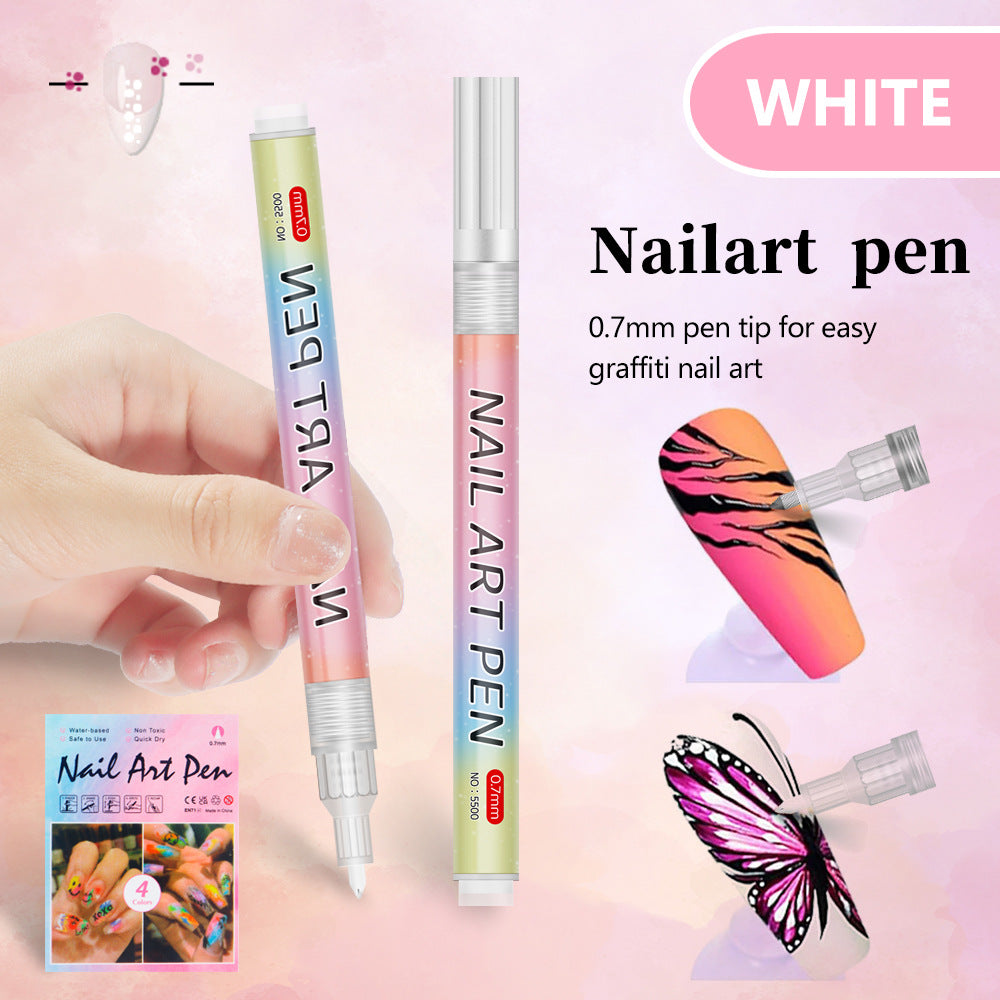 White 0.7mm Nail Art Doodle Pen 12 Sticks- Single Color Acrylic Marker