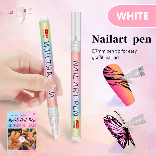 White 0.7mm Nail Art Doodle Pen 12 Sticks- Single Color Acrylic Marker