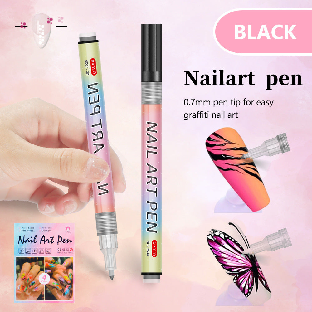 Black 0.7mm Nail Art Doodle Pen 12 Sticks- Single Color Acrylic Marker