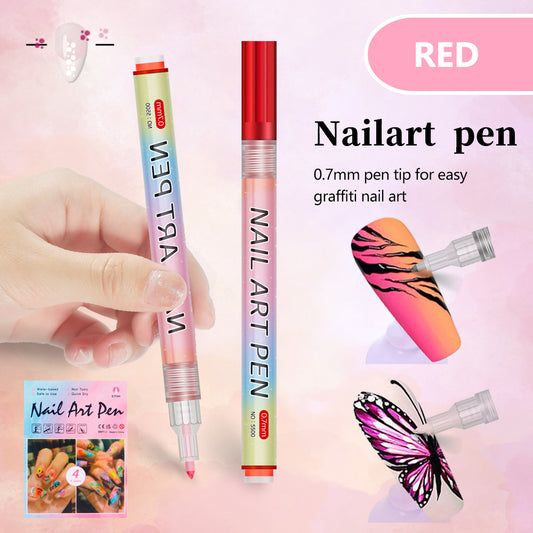 Red 0.7mm Nail Art Doodle Pen 12 Sticks- Single Color Acrylic Marker
