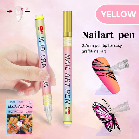 Yellow 0.7mm Nail Art Doodle Pen 12 Sticks- Single Colour Acrylic Marker