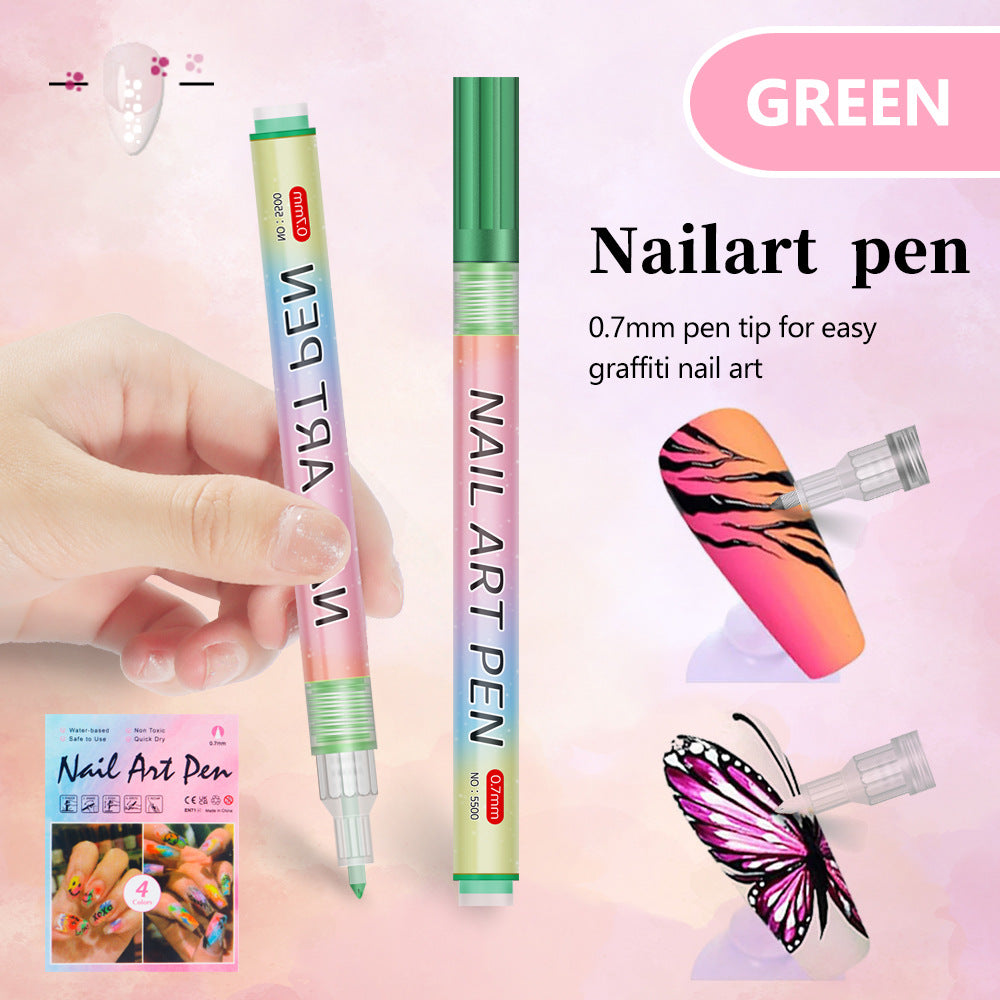 Green 0.7mm Nail Art Doodle Pen 12 Sticks- Single Colour Acrylic Marker