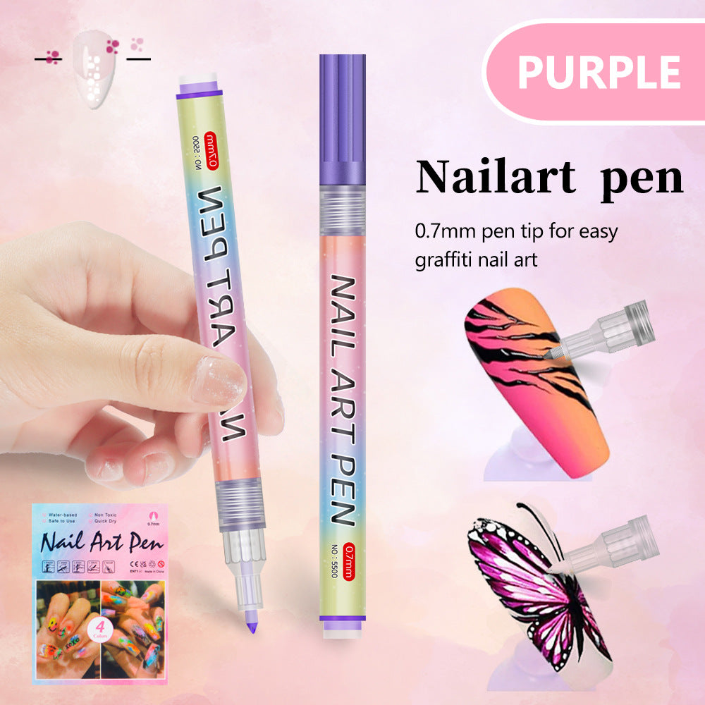 Purple 0.7mm Nail Art Doodle Pen 12 Sticks- Single Colour Acrylic Marker