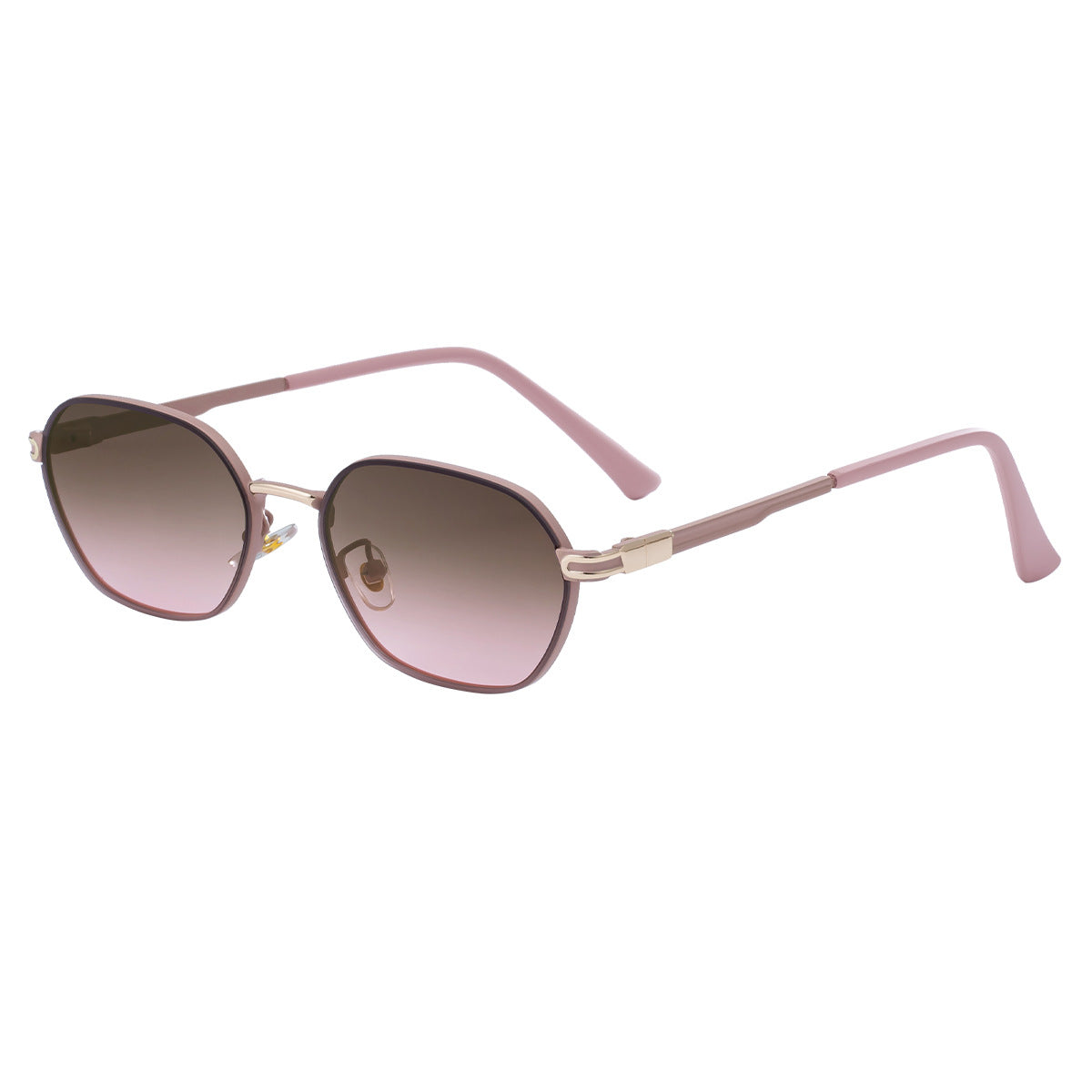 Pink Brown Gradient Lenses Chic Oval Sunglasses for Women