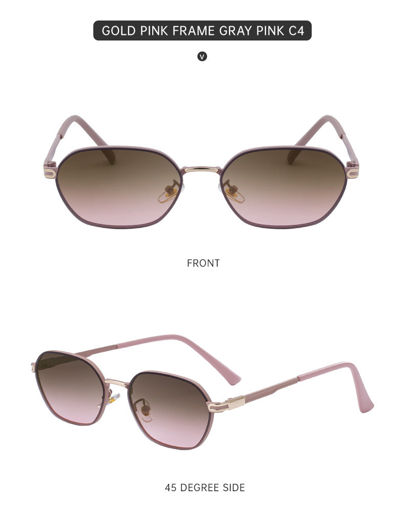 Pink Brown Gradient Lenses Chic Oval Sunglasses for Women