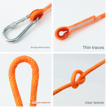 Orange 10mm Double Hook Climbing Rope Set - 15m Durable Outdoor Cord