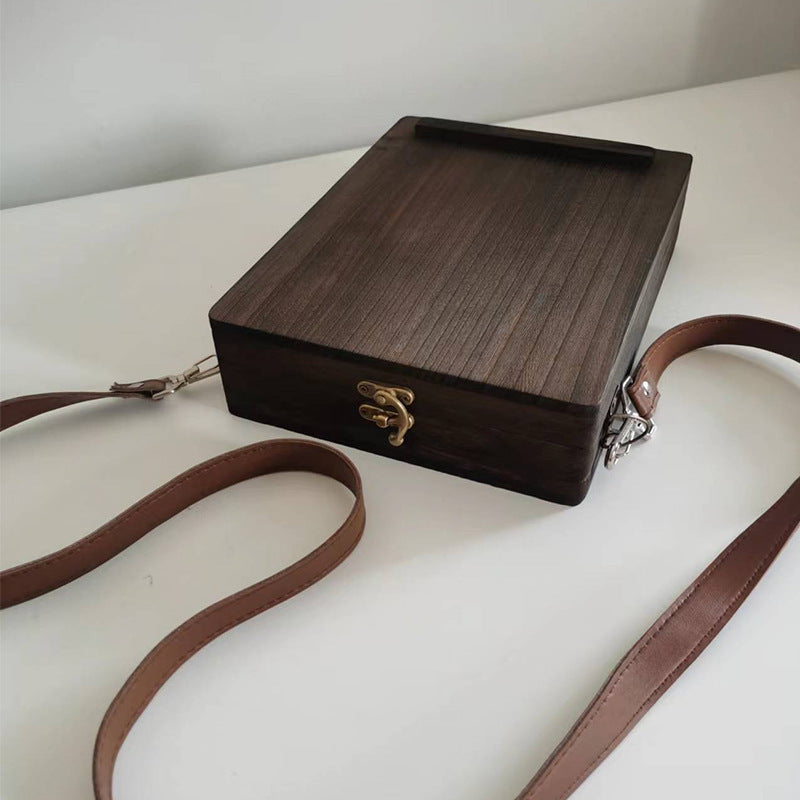 Vintage Writer's Wooden Messenger Box - Artisan Crossbody Satchel