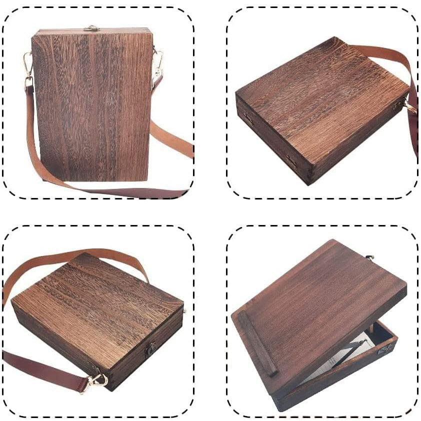 Vintage Writer's Wooden Messenger Box - Artisan Crossbody Satchel