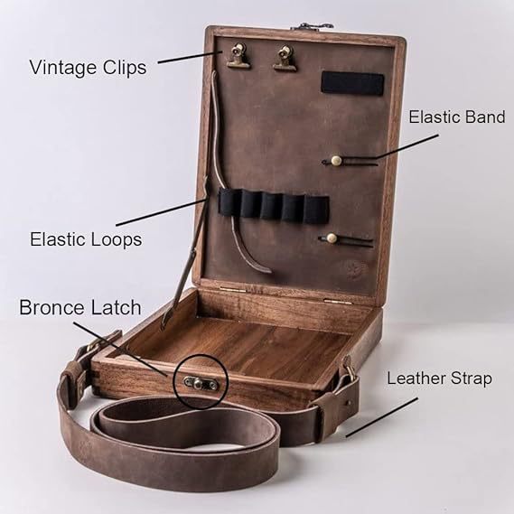 Vintage Writer's Wooden Messenger Box - Artisan Crossbody Satchel