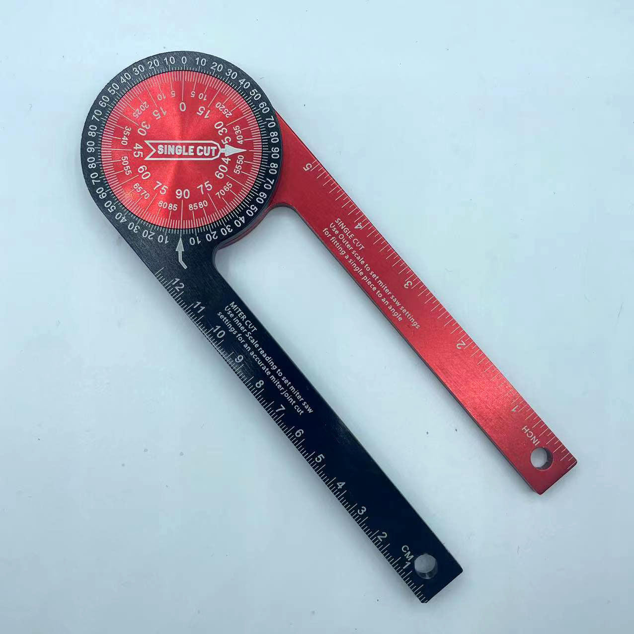 Red Precision 360-Degree Miter Saw Protractor - Aluminum Alloy Angle