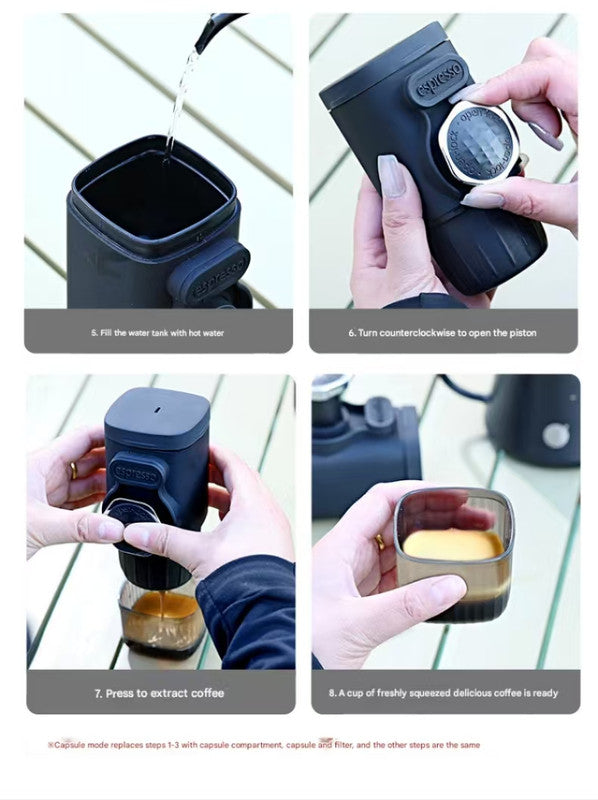 Portable Hand Press Espresso Machine - Compatible with Espresso Caps