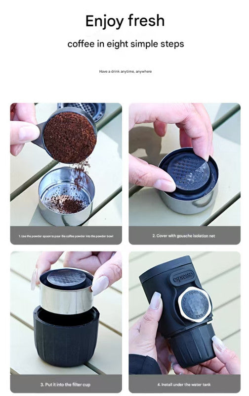 Portable Hand Press Espresso Machine - Compatible with Espresso Caps