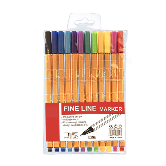 2 pcs twelve colors Fine Line Marker Pen Set - Watercolor Needle Tip