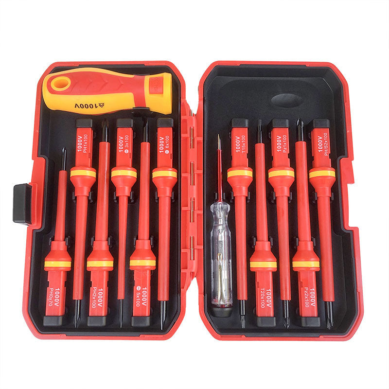 Orange Insulated Screwdriver Set - Multi-Bit Electrician's Tool Kit