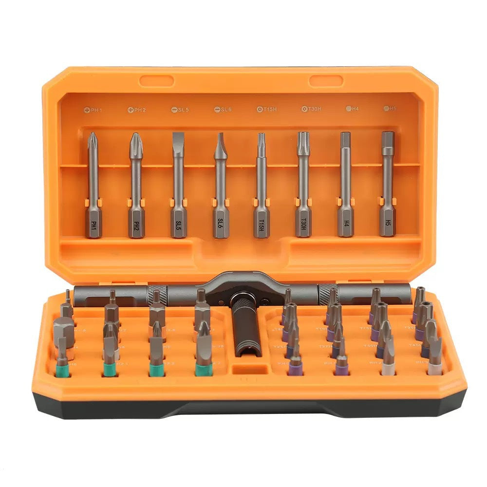 A 42-piece set Orange Insulated Screwdriver Set - Multi-Bit Electrician's